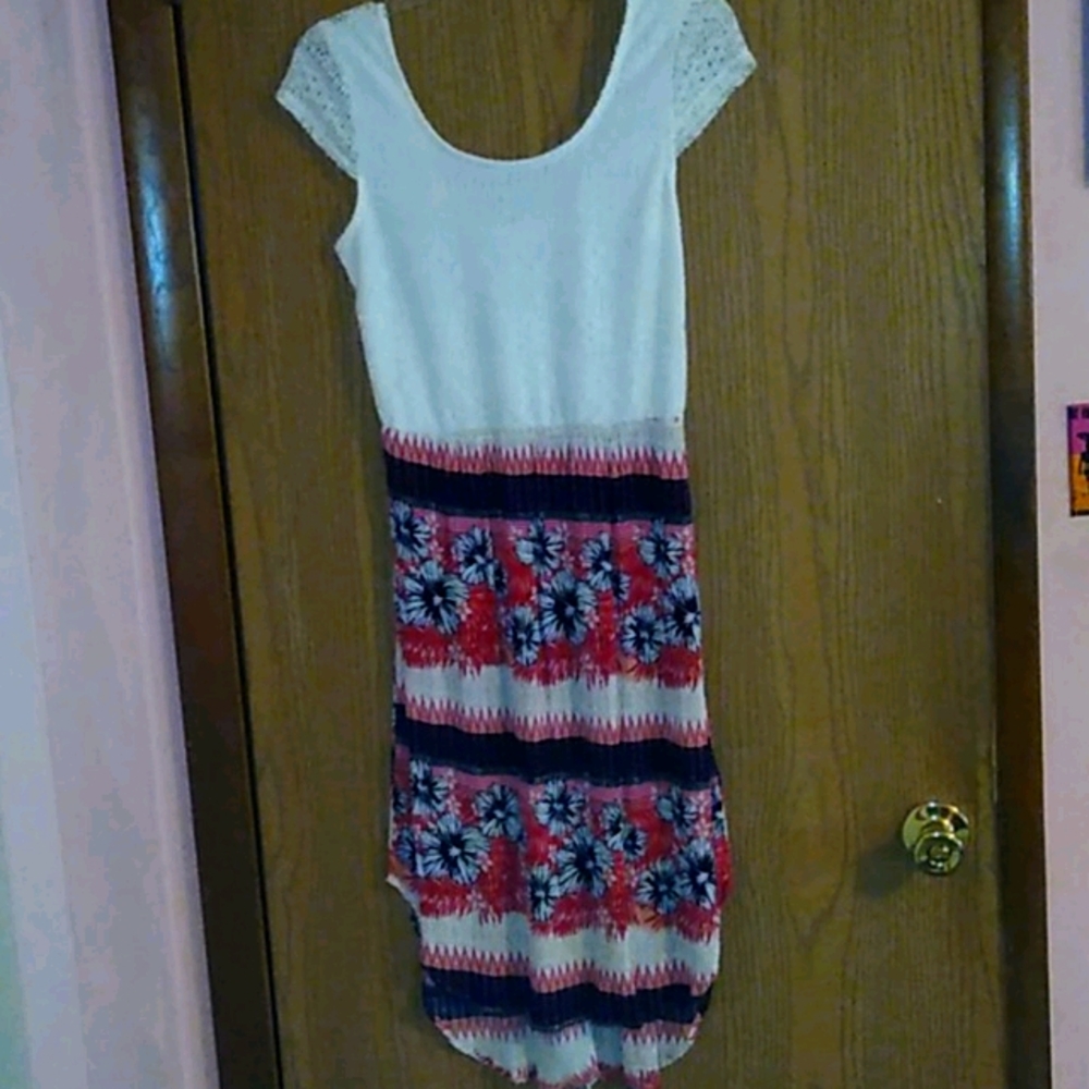 White and floral dress